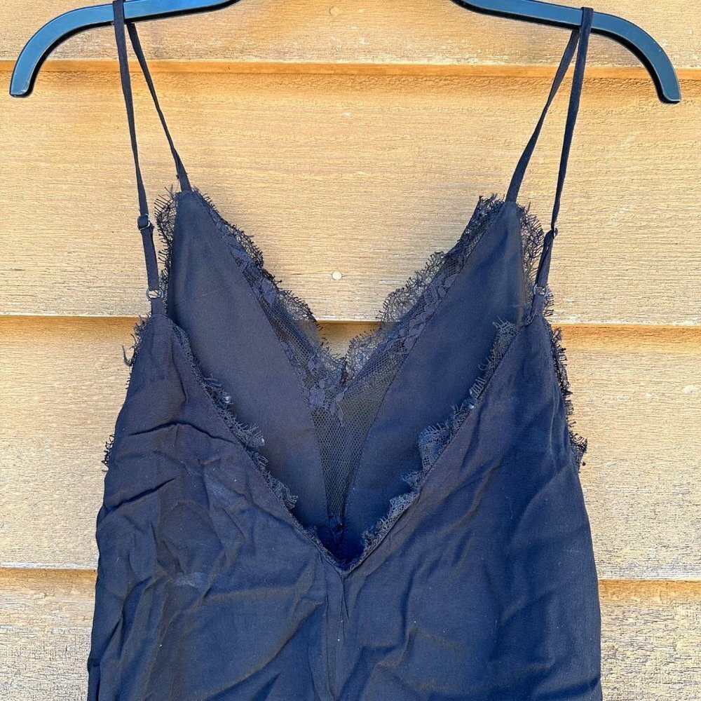 Lovers + Friends Black Lace V-Neck Romper Layered Size XS - Picture 6 of 8